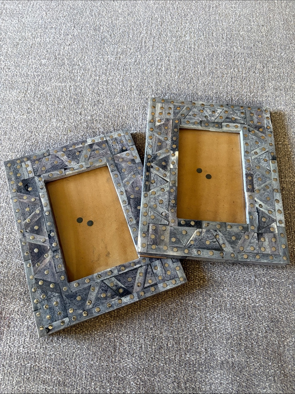 ANTHROPOLOGY Studded Gray Photo Frame Set India 4x6 picture